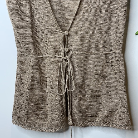 Cutter & Buck || Short Sleeve Sheer Loose Knit 3 Button Ribbon Belt Cardigan M - Picture 4 of 17